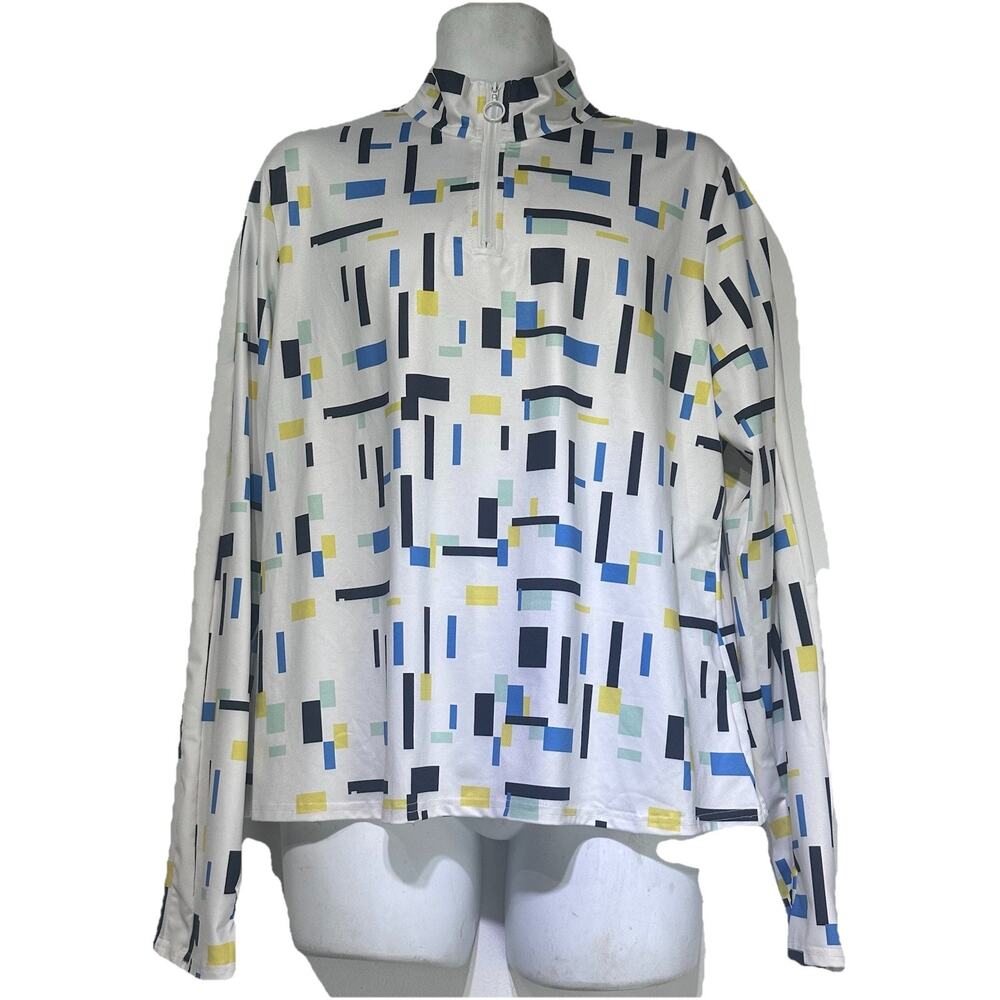 JACK SMITH 1/4 Zip Geometric Golf Tennis Hiking Shirt Size 2XL UV Protection